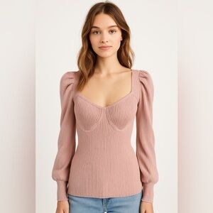 Questions? Womens Blouse Top Pink Sweet Neck Puff Sleeve Size Medium‎